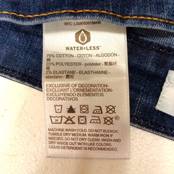 Levi Signature Jean Boyfriend Low Rise Straight Western W4 27x24 Dark Wash Blue - Picture 4 of 11